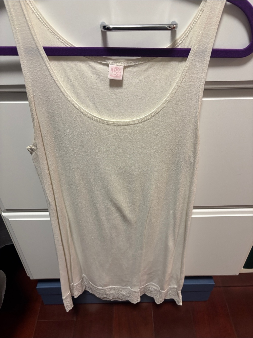 Only Hearts Cream Lace-Hem Camisole Tank